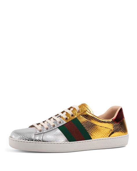 gucci fluo sneakers|Gucci ace metallic snakeskin sneakers.